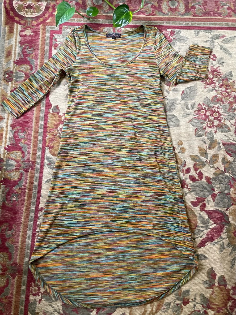 Almost Famous Multicolor Stripe Scoop-Neck Knit Dress
